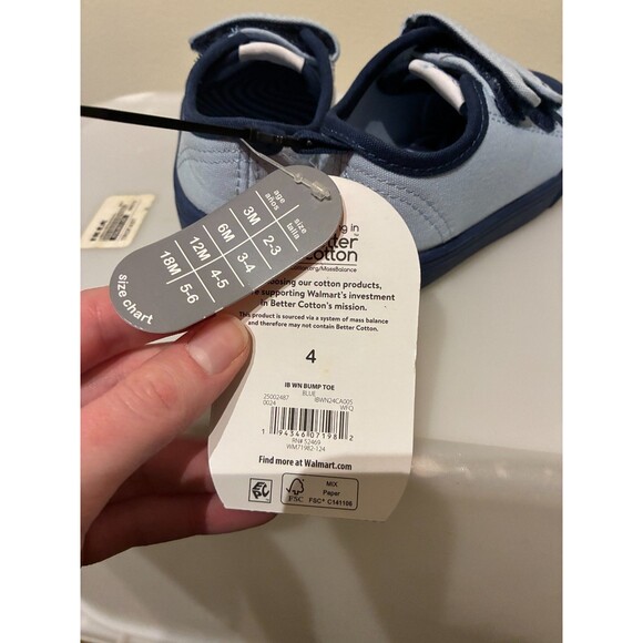 NWT Wonder Nation Toddler Blue Hook and Loop Tennis Shoes Sneakers Size 4 - Picture 6 of 7